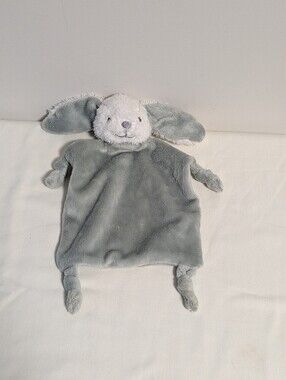 parents Choice. Plush Bunny Lovey Security Blanket - Gray . Knots On Corners